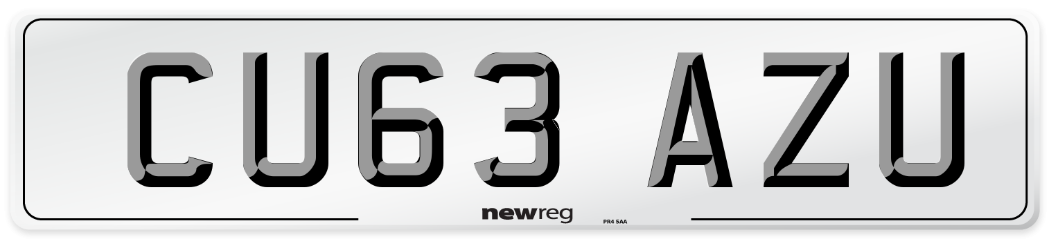 CU63 AZU Number Plate from New Reg